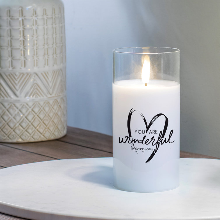 Trinx Flameless Jar Candle with Glass Holder Wayfair